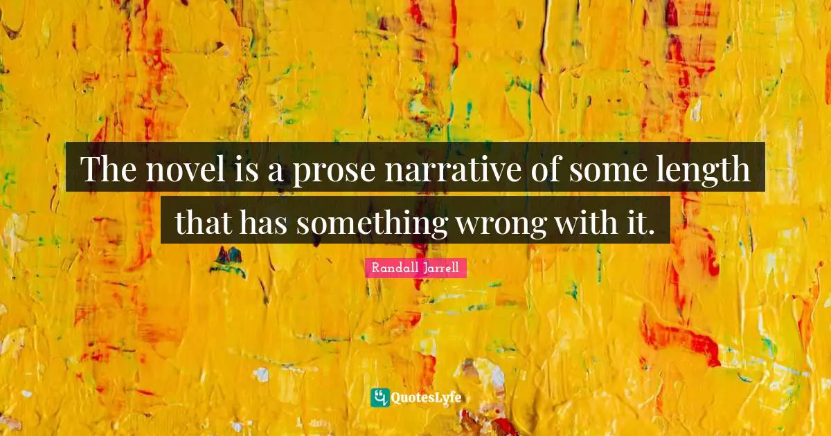 The novel is a prose narrative of some length that has something wrong with it.