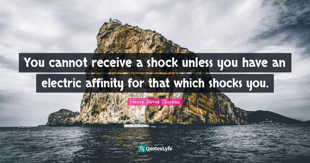 You cannot receive a shock unless you have an electric affinity for that which shocks you.
