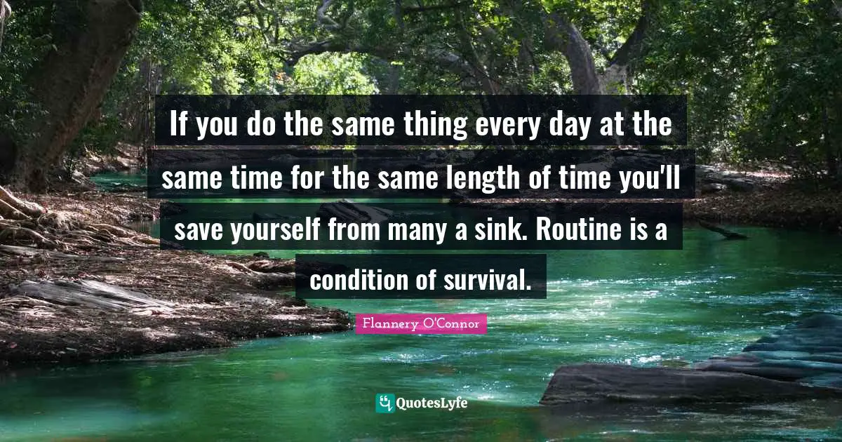 If you do the same thing every day at the same time for the same length of time you'll save yourself from many a sink. Routine is a condition of survival.
