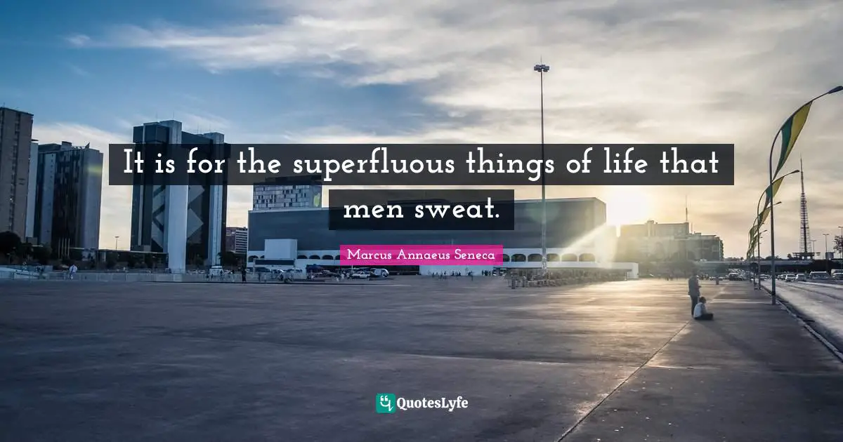 Marcus Annaeus Seneca Quotes: "It is for the superfluous things of life that men sweat."