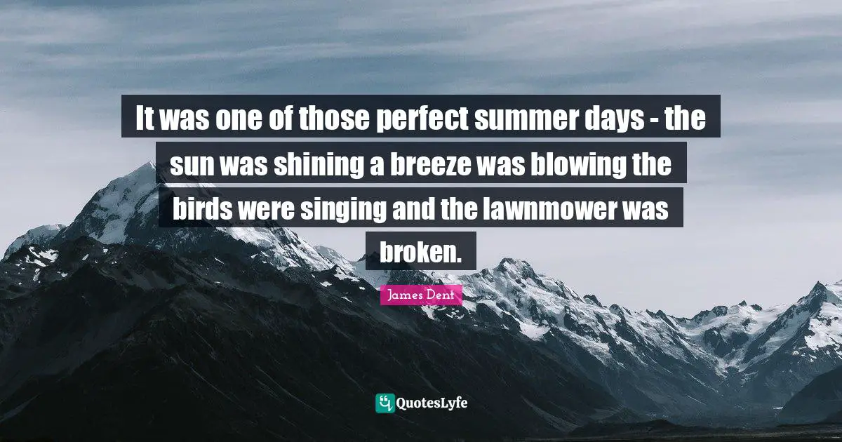 It was one of those perfect summer days - the sun was shining a breeze was blowing the birds were singing and the lawnmower was broken.