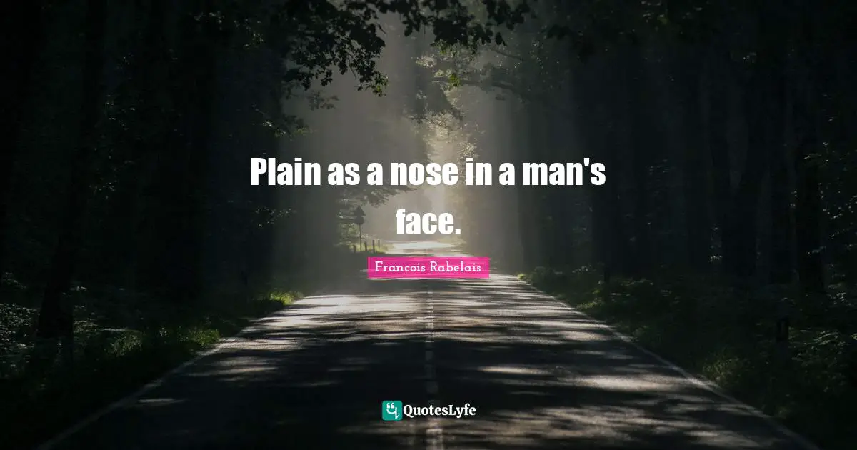 Francois Rabelais Quotes: Plain as a nose in a man's face.