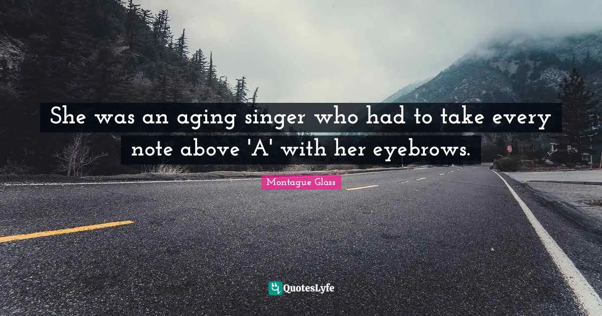 She was an aging singer who had to take every note above 'A' with her eyebrows.