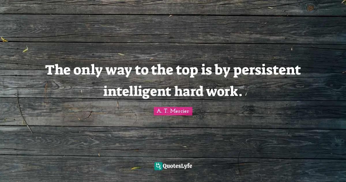 The only way to the top is by persistent intelligent hard work.