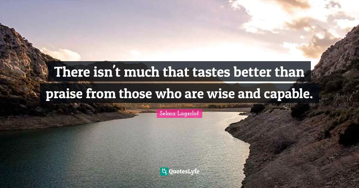 There isn't much that tastes better than praise from those who are wise and capable.