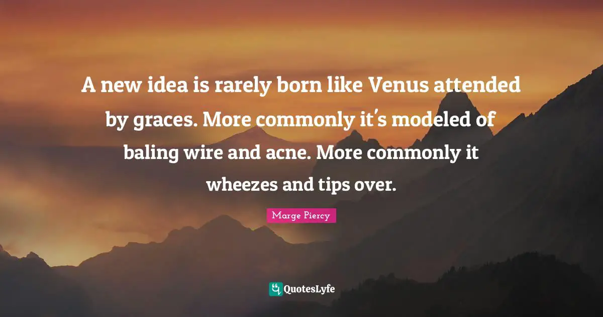 A new idea is rarely born like Venus attended by graces. More commonly it's modeled of baling wire and acne. More commonly it wheezes and tips over.