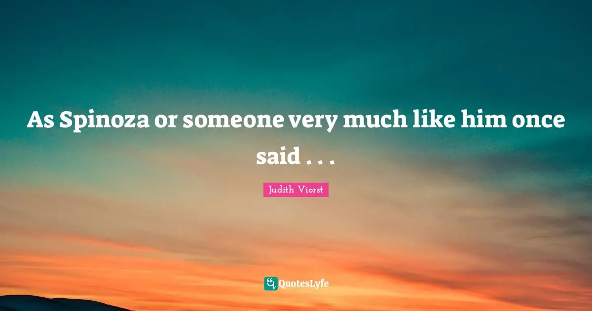 As Spinoza or someone very much like him once said . . .