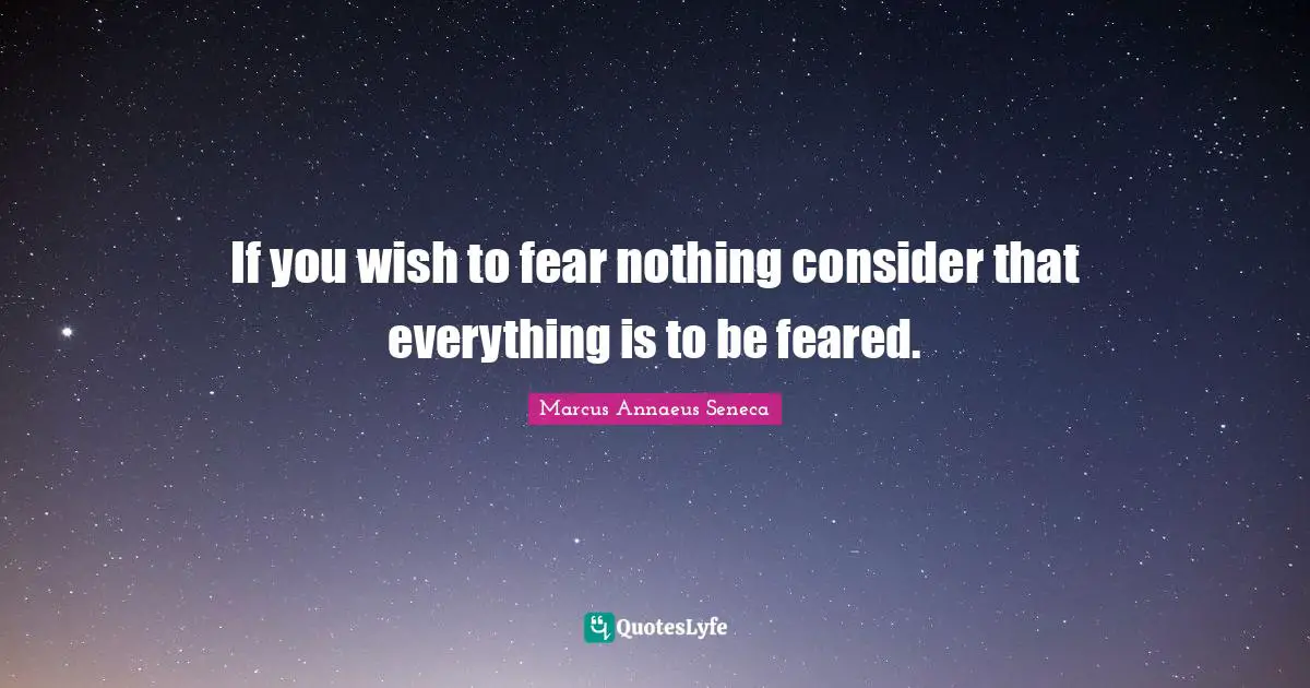 Marcus Annaeus Seneca Quotes: "If you wish to fear nothing consider that everything is to be feared."