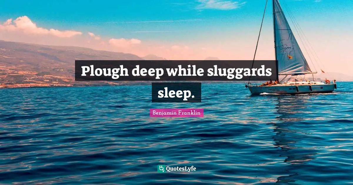 Benjamin Franklin Quotes: Plough deep while sluggards sleep.