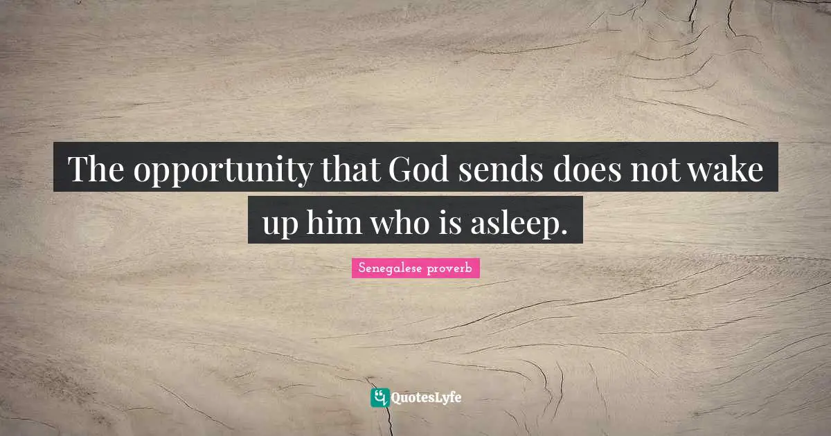 The opportunity that God sends does not wake up him who is asleep.