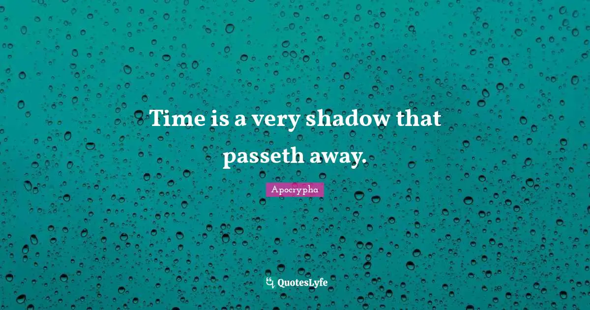 Time is a very shadow that passeth away.