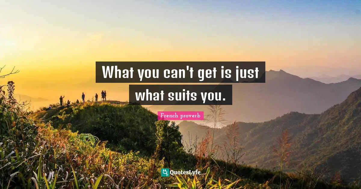 What you can't get is just what suits you.