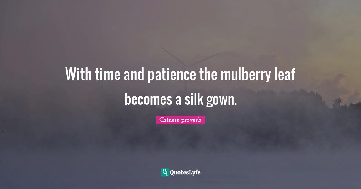 With time and patience the mulberry leaf becomes a silk gown.