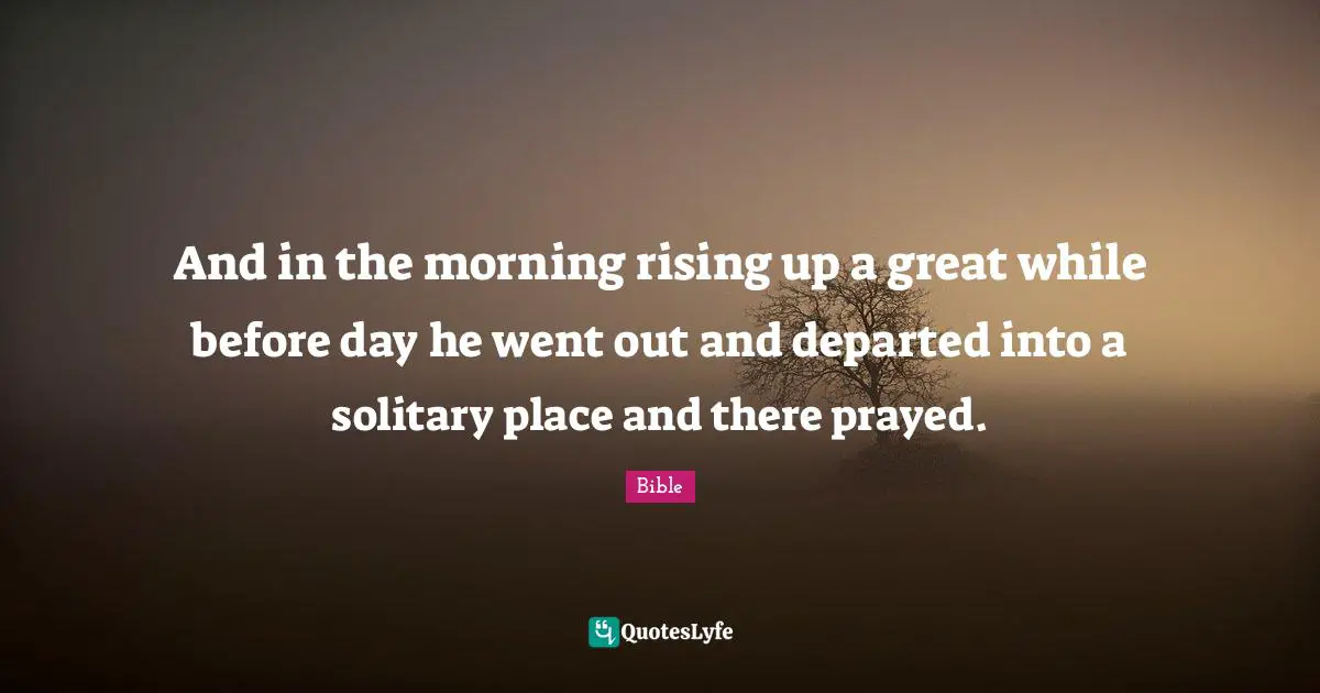 And in the morning rising up a great while before day he went out and departed into a solitary place and there prayed.