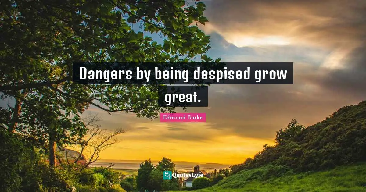 Edmund Burke Quotes: Dangers by being despised grow great.