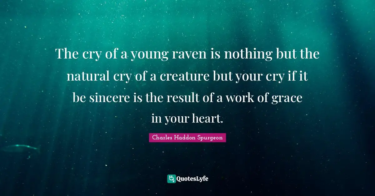 The cry of a young raven is nothing but the natural cry of a creature but your cry if it be sincere is the result of a work of grace in your heart.