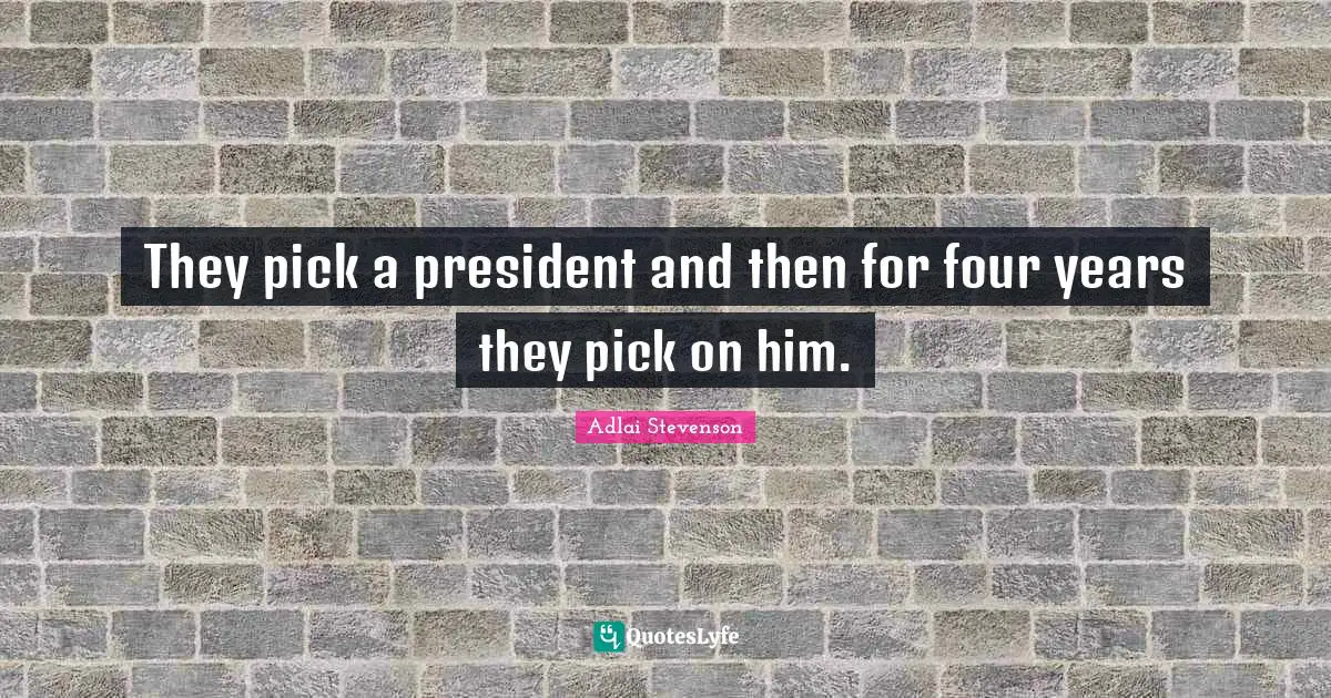They pick a president and then for four years they pick on him.