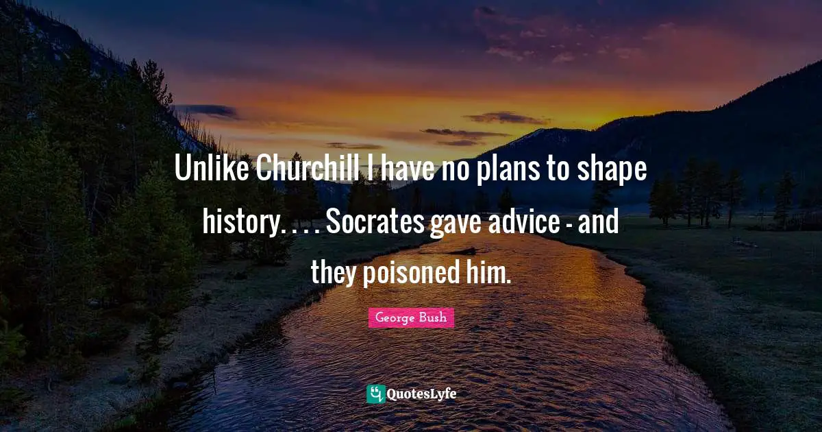 Unlike Churchill I have no plans to shape history. . . . Socrates gave advice - and they poisoned him.