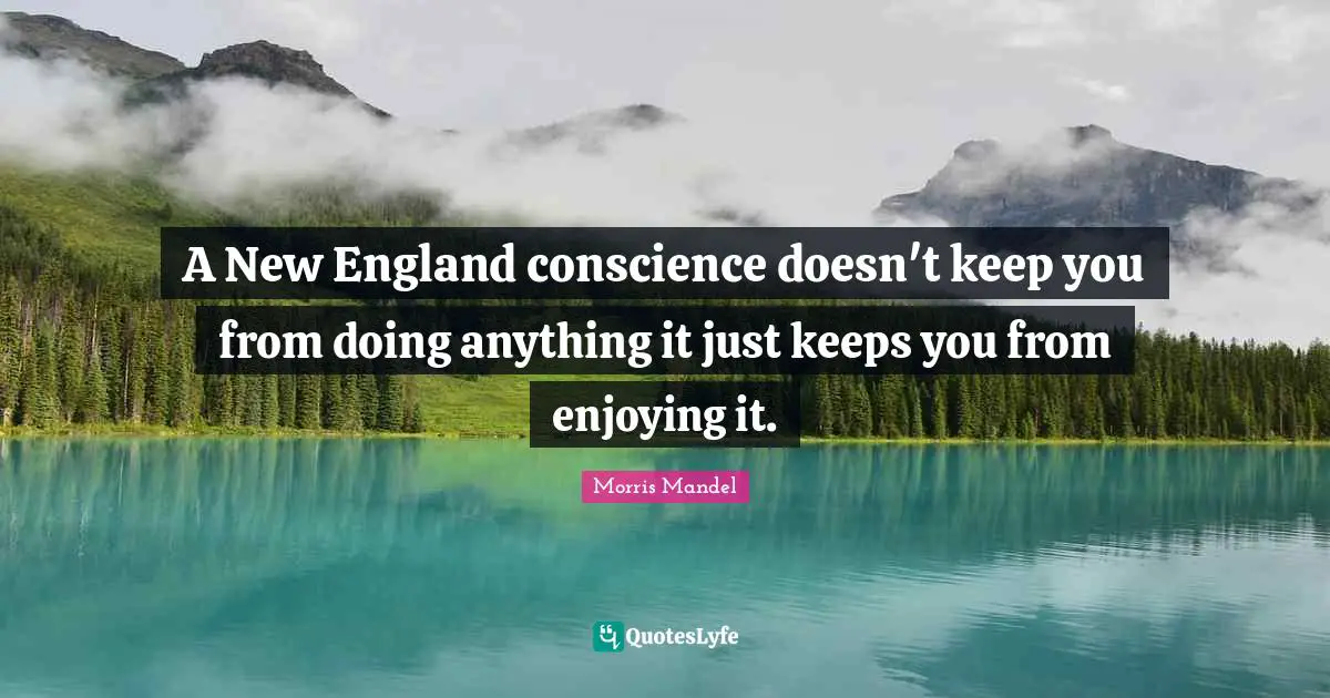 Morris Mandel Quotes: "A New England conscience doesn't keep you from doing anything it just keeps you from enjoying it."
