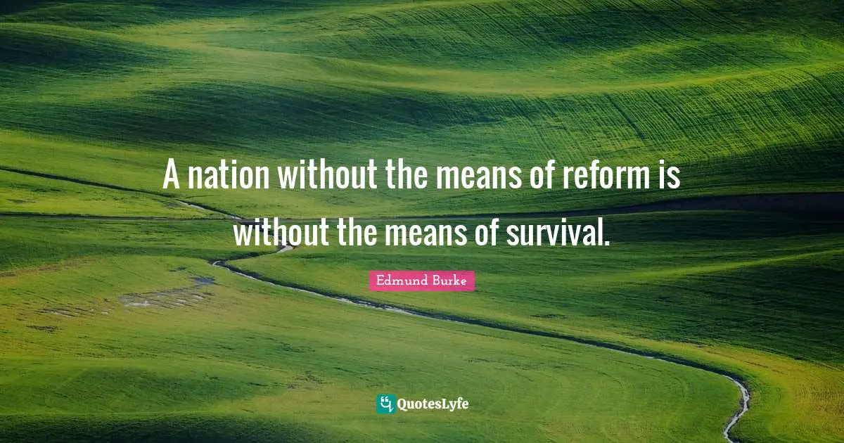 A nation without the means of reform is without the means of survival.