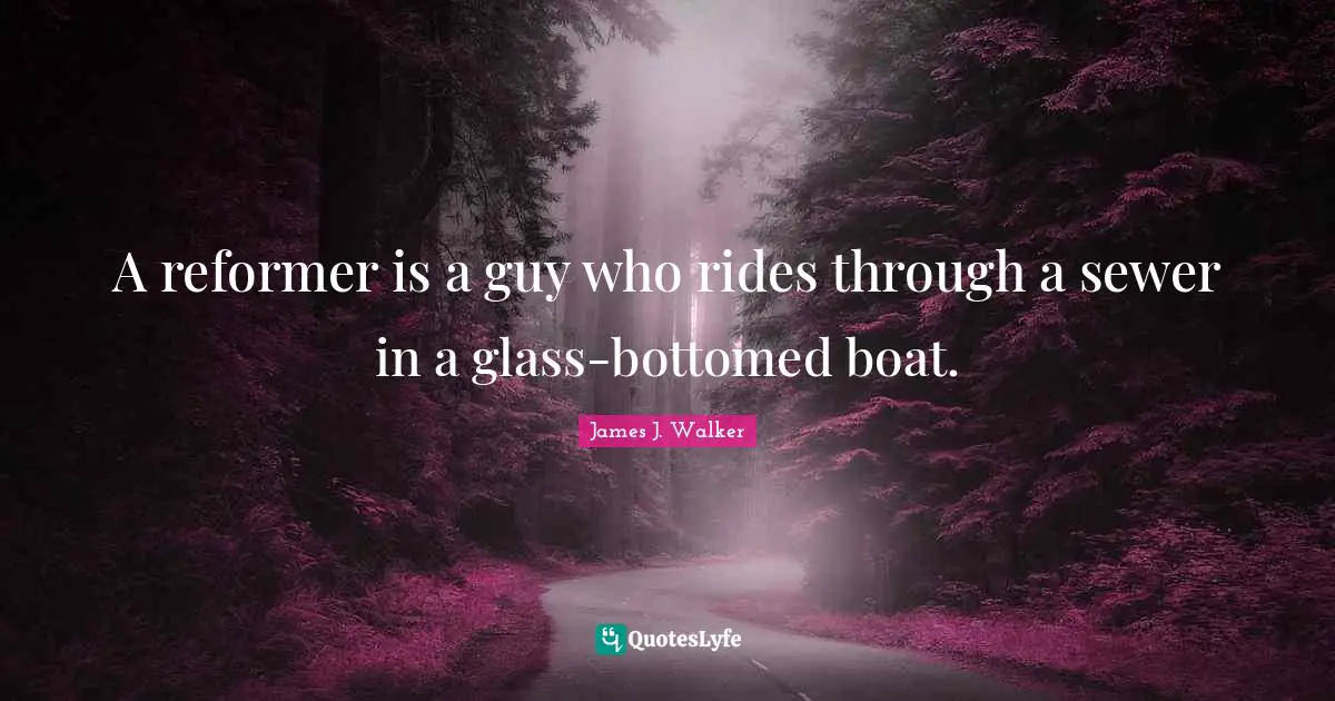 A reformer is a guy who rides through a sewer in a glass-bottomed boat.