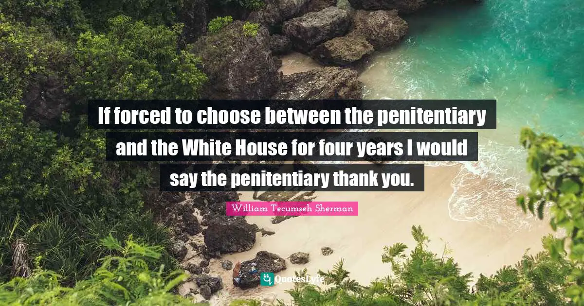 If forced to choose between the penitentiary and the White House for four years I would say the penitentiary thank you.