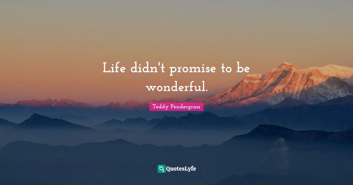 Realistic Quotes: "Life didn't promise to be wonderful."