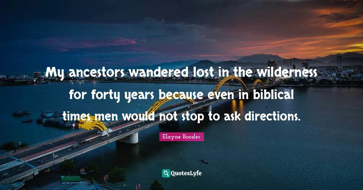 My ancestors wandered lost in the wilderness for forty years because even in biblical times men would not stop to ask directions.