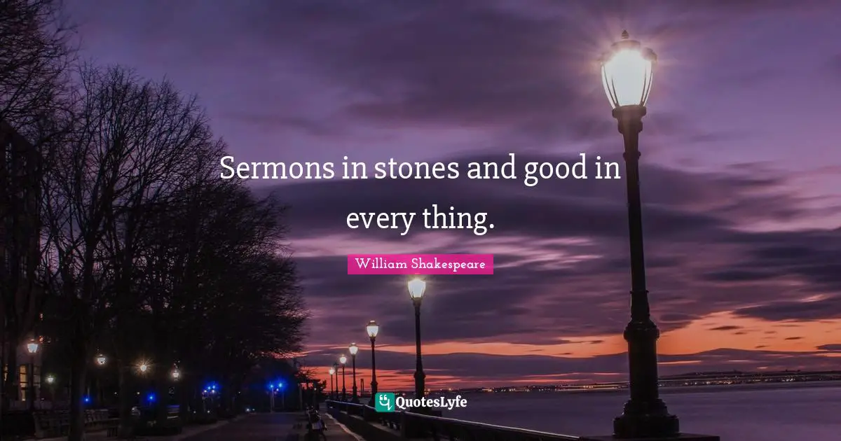 Sermons in stones and good in every thing.