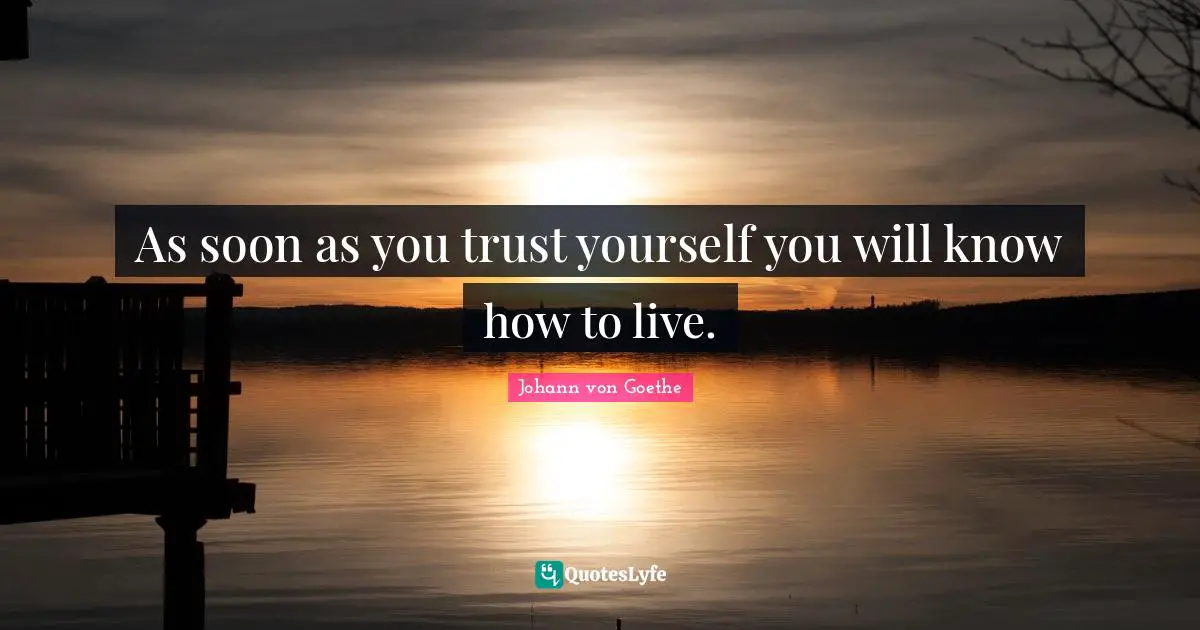 Johann von Goethe Quotes: As soon as you trust yourself you will know how to live.