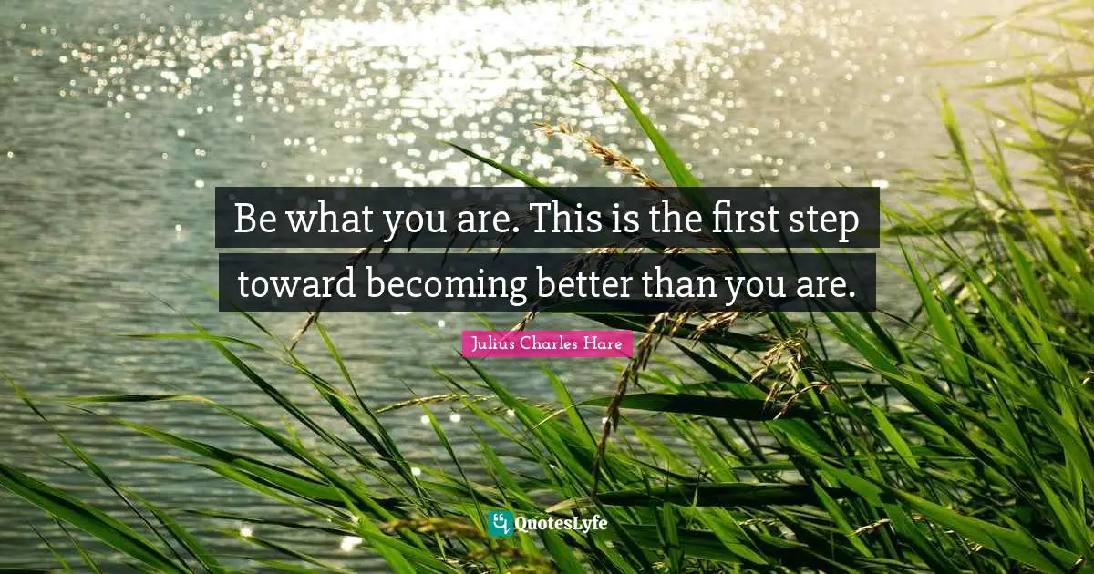 Be what you are. This is the first step toward becoming better than you are.