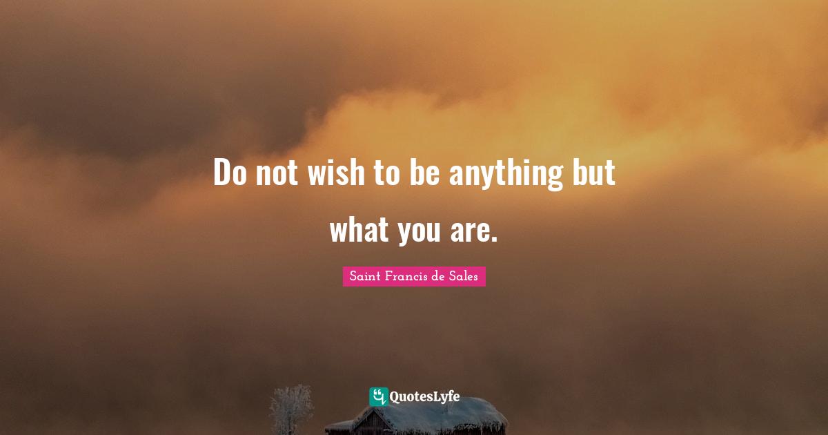 Do not wish to be anything but what you are.