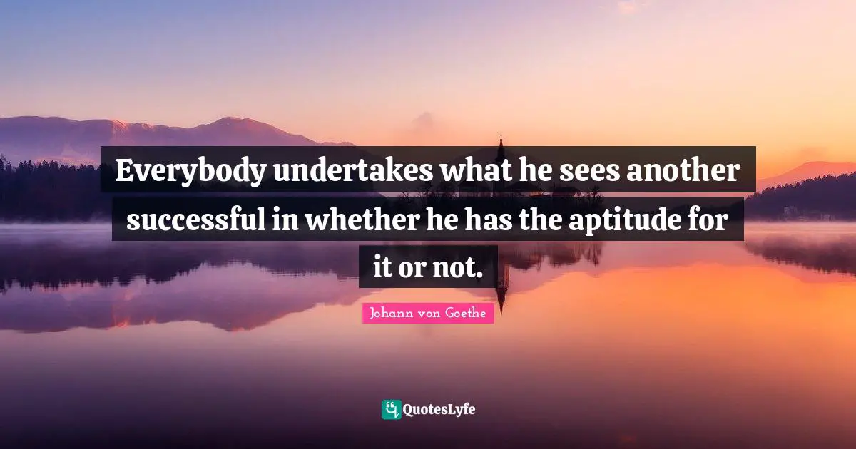 Everybody undertakes what he sees another successful in whether he has the aptitude for it or not.