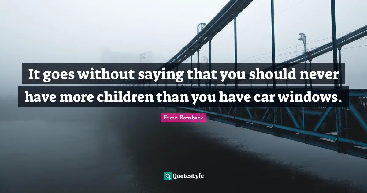 It goes without saying that you should never have more children than you have car windows.