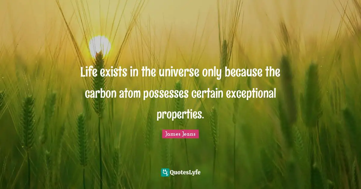 Life exists in the universe only because the carbon atom possesses certain exceptional properties.