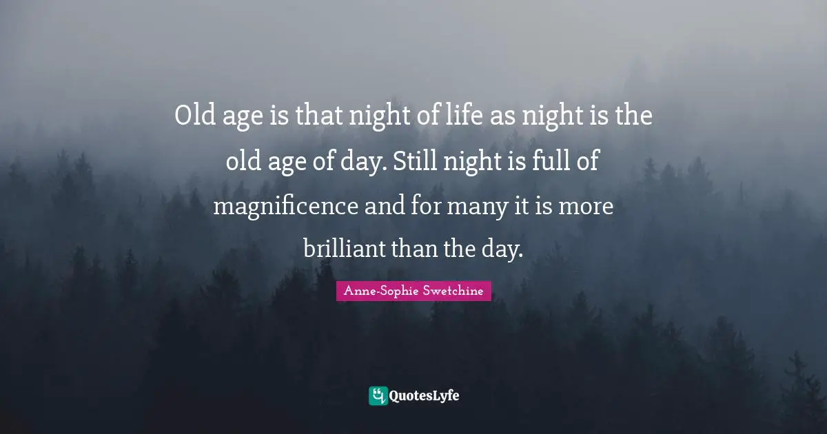 Old age is that night of life as night is the old age of day. Still night is full of magnificence and for many it is more brilliant than the day.