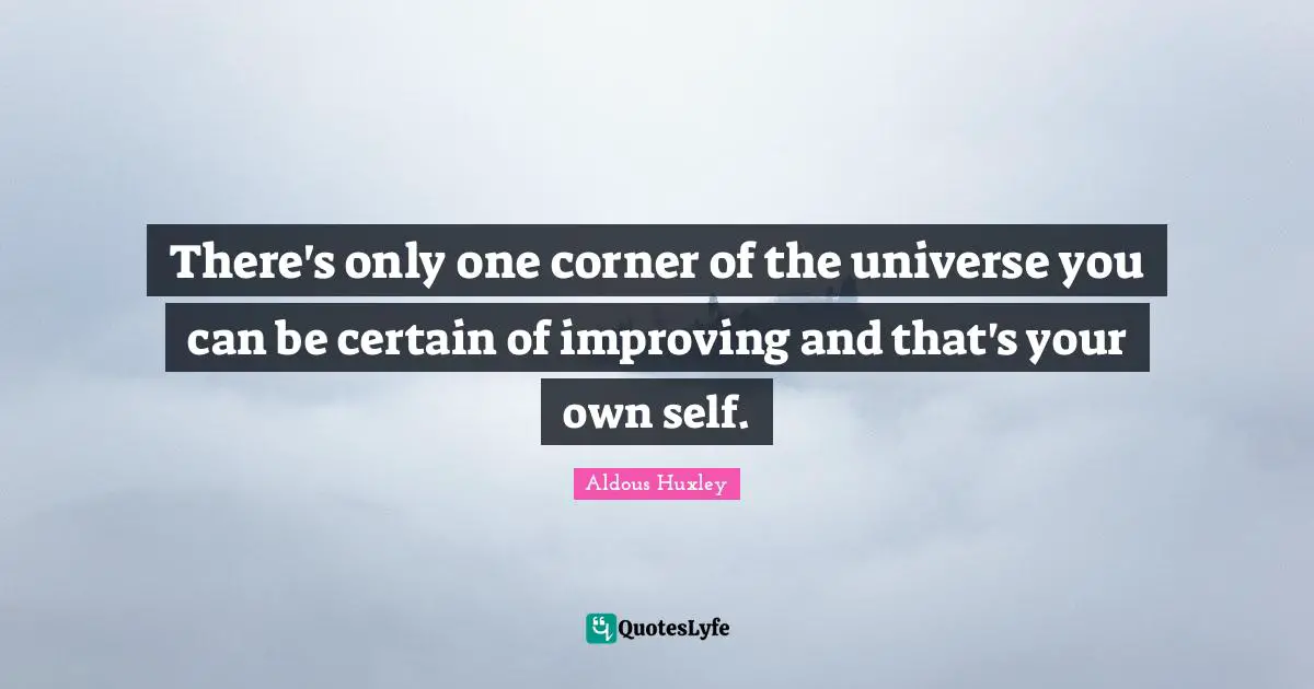 There's only one corner of the universe you can be certain of improving and that's your own self.