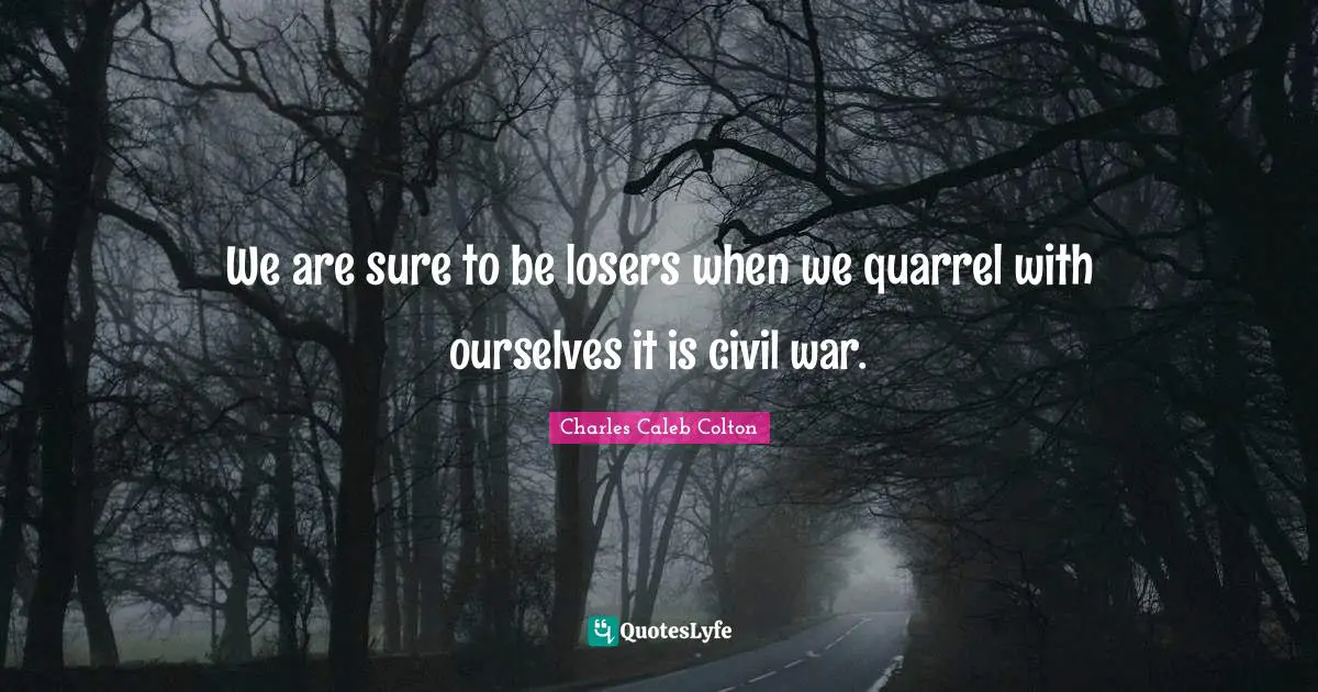 We are sure to be losers when we quarrel with ourselves it is civil war.