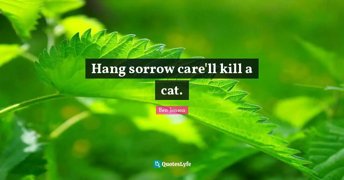 Hang sorrow care'll kill a cat.