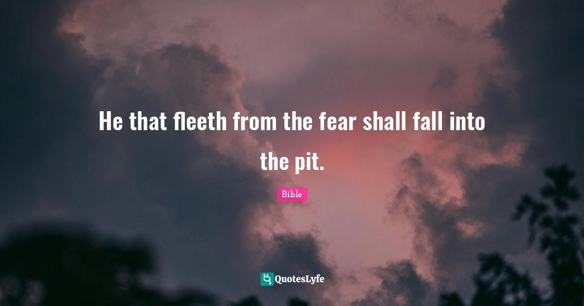 He that fleeth from the fear shall fall into the pit.