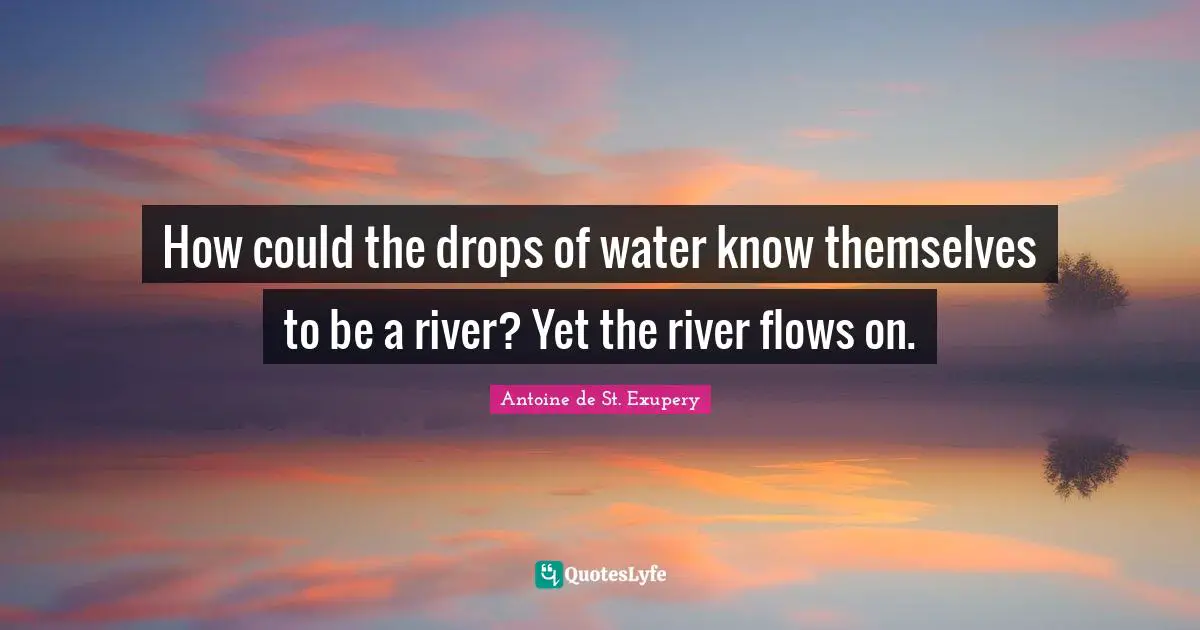 How could the drops of water know themselves to be a river? Yet the river flows on.