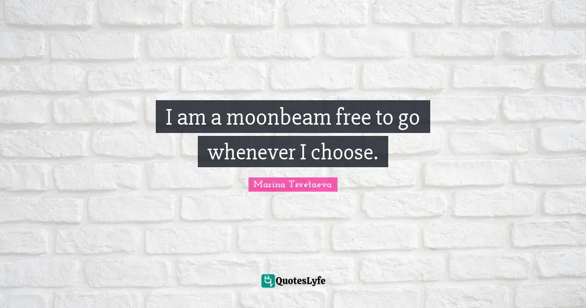 I am a moonbeam free to go whenever I choose.