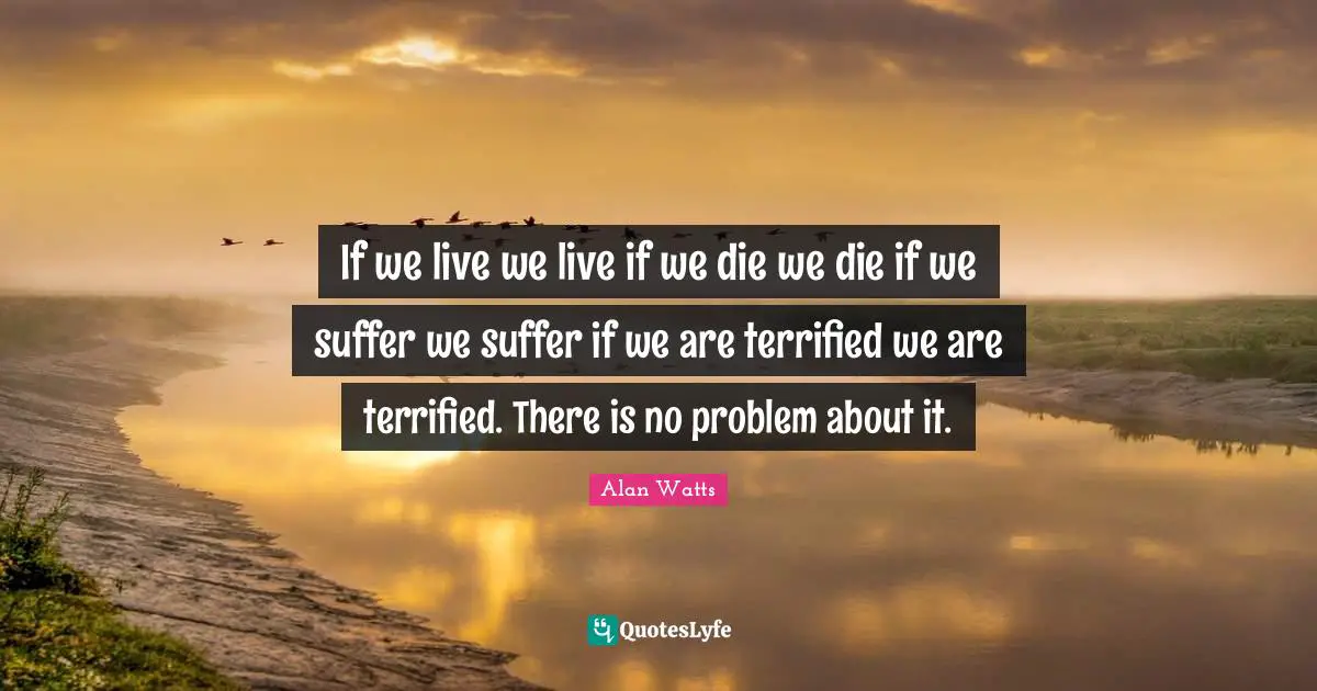 If we live we live if we die we die if we suffer we suffer if we are terrified we are terrified. There is no problem about it.