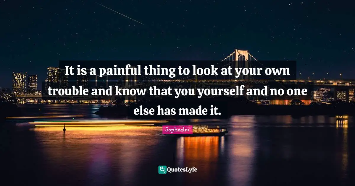 It is a painful thing to look at your own trouble and know that you yourself and no one else has made it.