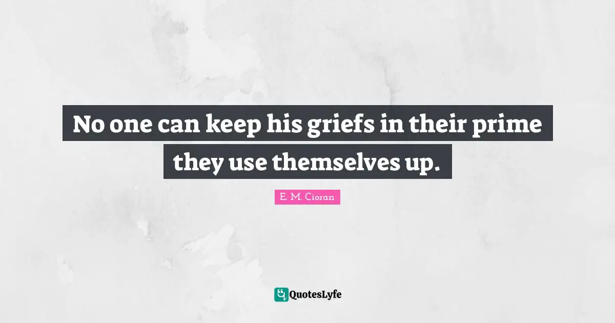 No one can keep his griefs in their prime they use themselves up.