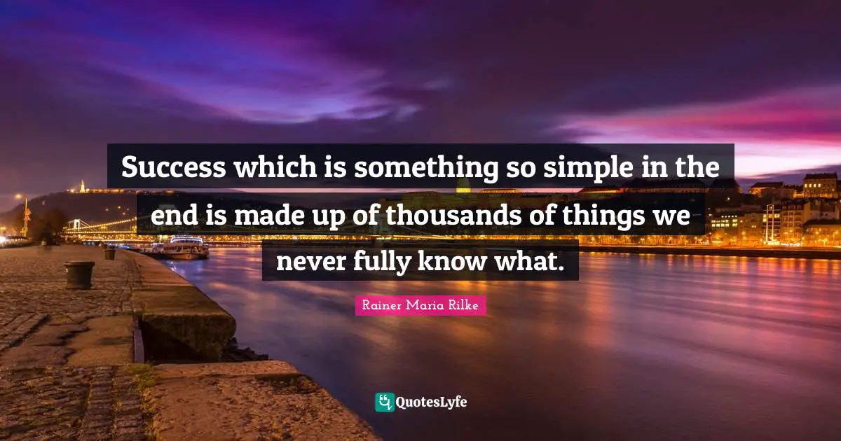 Success which is something so simple in the end is made up of thousands of things we never fully know what.