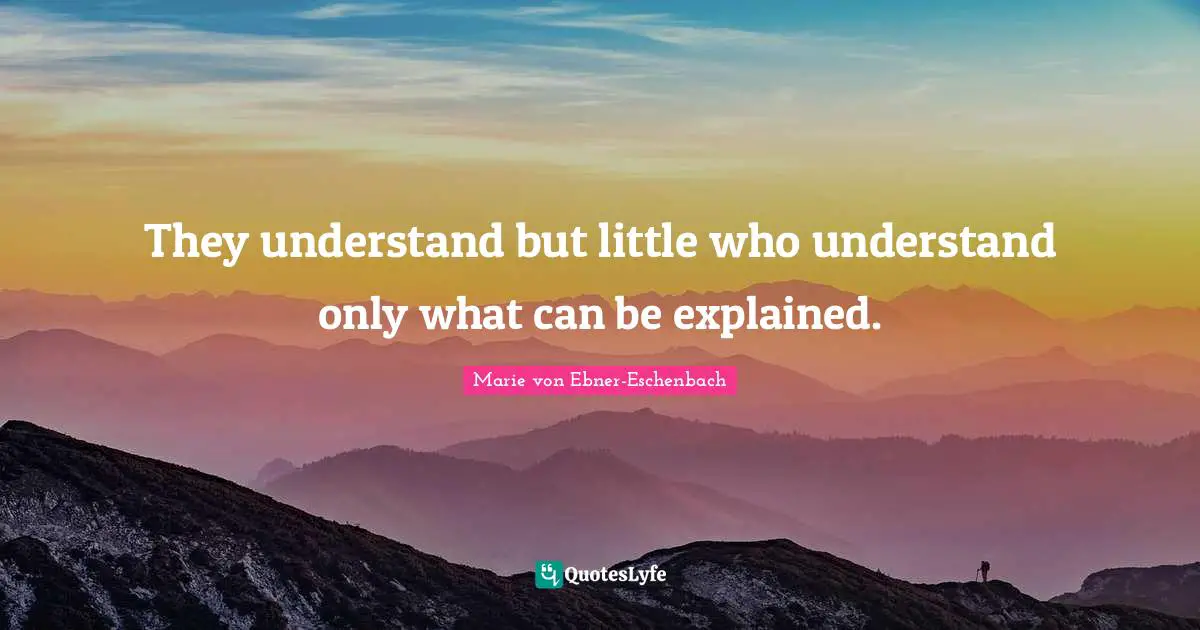 They understand but little who understand only what can be explained.