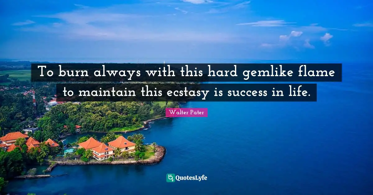 To burn always with this hard gemlike flame to maintain this ecstasy is success in life.