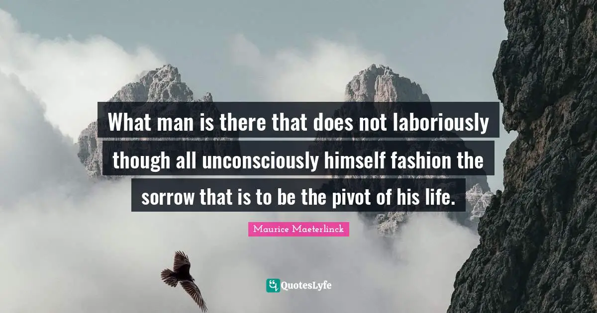 What man is there that does not laboriously though all unconsciously himself fashion the sorrow that is to be the pivot of his life.