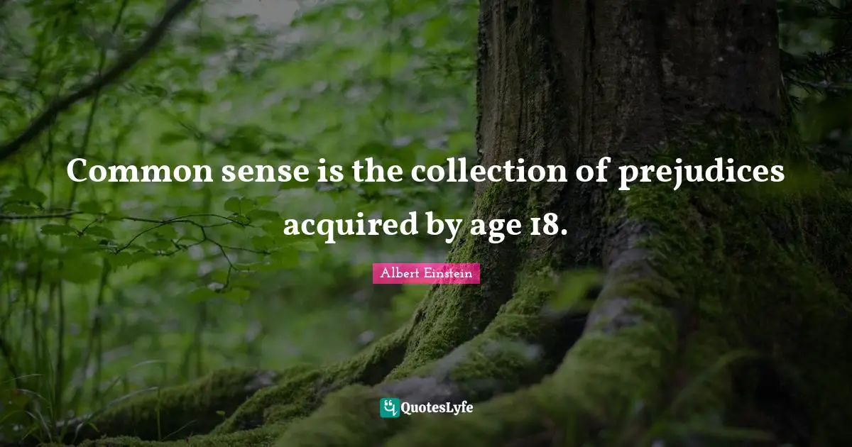 Common sense is the collection of prejudices acquired by age 18.